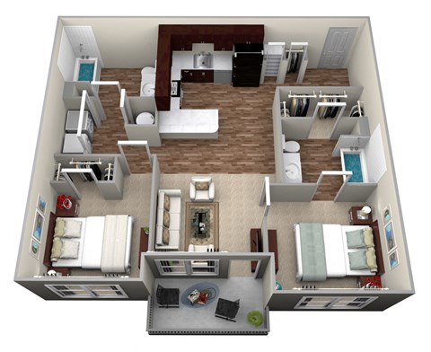 Floor plan for 2 beds, 2 baths, 1012 sqft